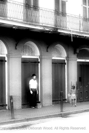 Girl observing a mime